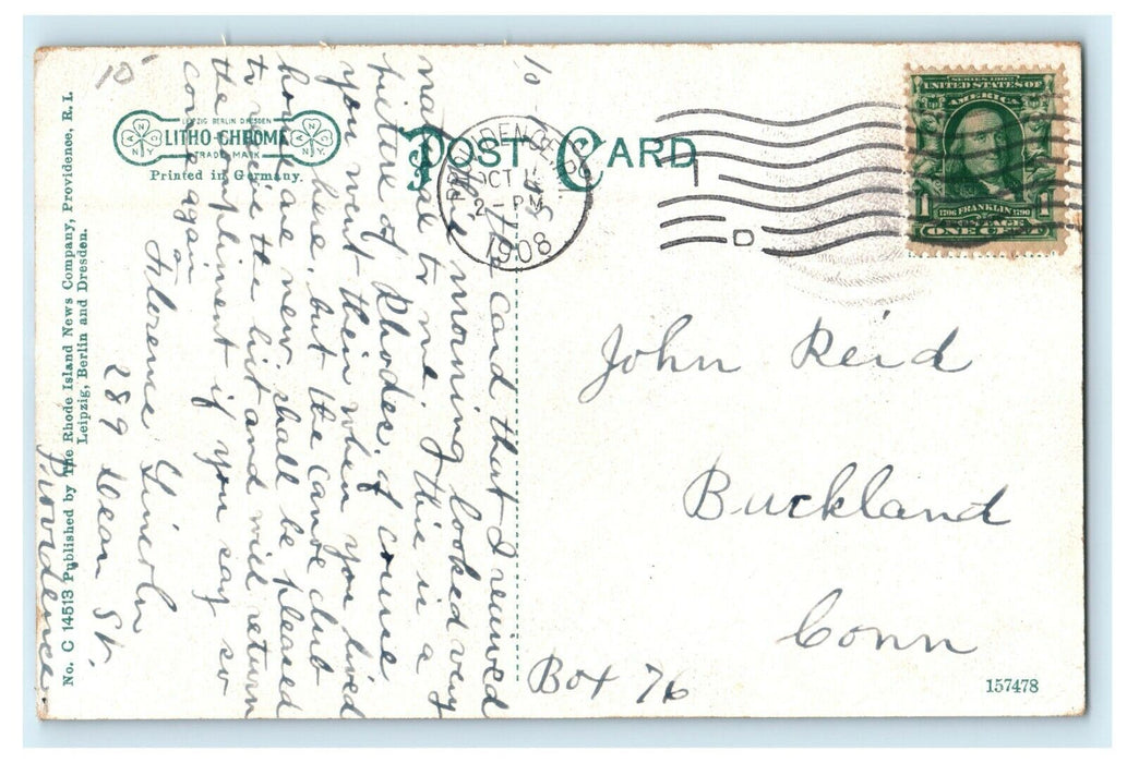 1908 Cance Clubs, Pawtuxet Rhode Island, RI Antique Postcard