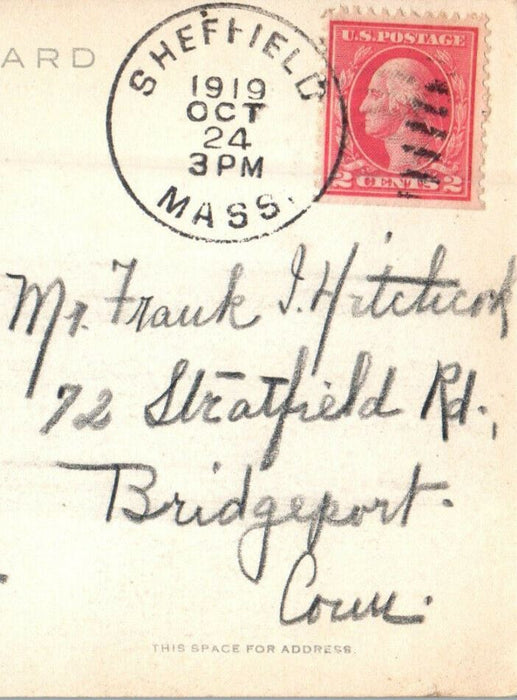 1919 The Dewey Memorial Hall, Sheffield, Massachusetts MA Posted Postcard