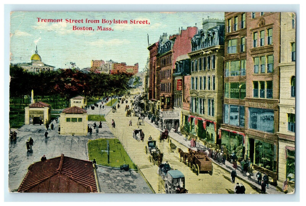 1911 Tremont Street From BoyIston Street Boston Massachusetts MA Postcard