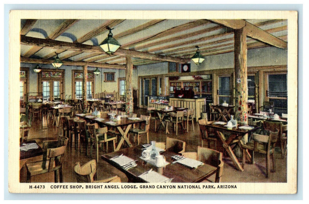 c1940s Bright Angel Lodge, Grand Canyon National Park AZ Fred Harvey Postcard