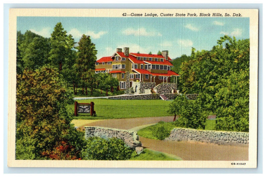 c1940s Game Lodge Custer State Park, Black Hills South Dakota SD Postcard