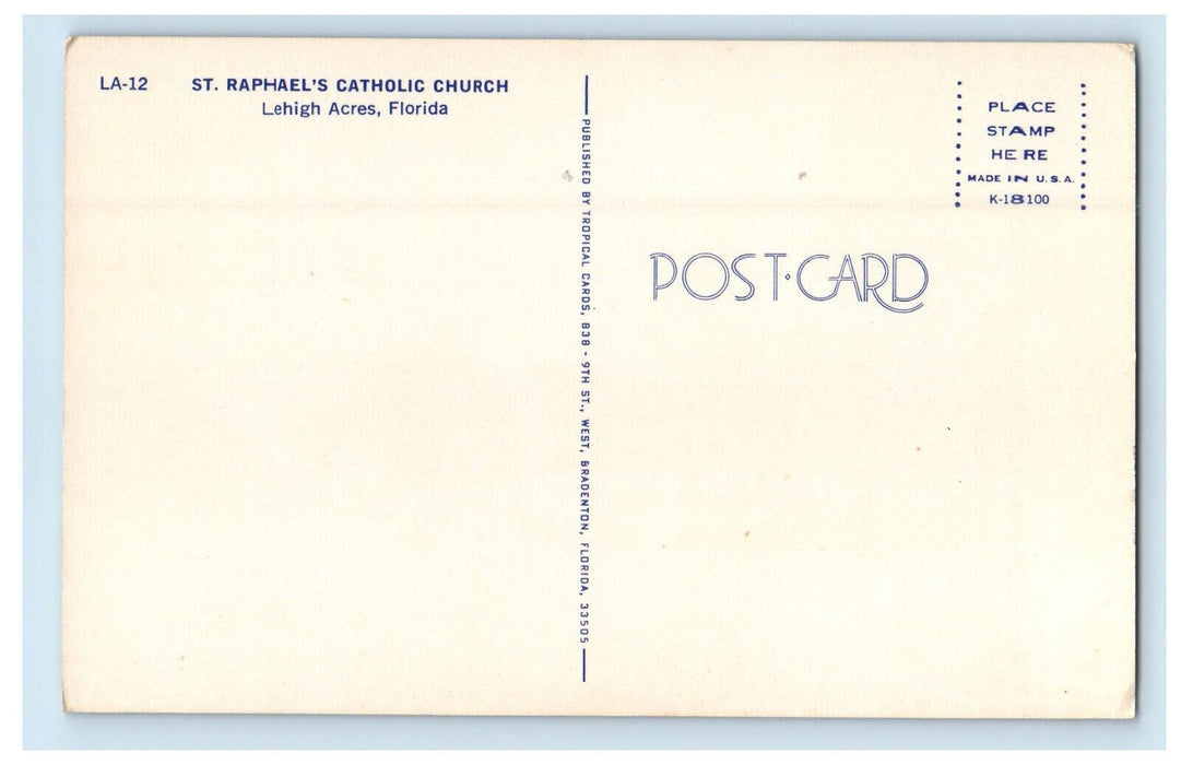 c1960s St. Raphael's Catholic Church, Lehigh Acres Florida FL Postcard