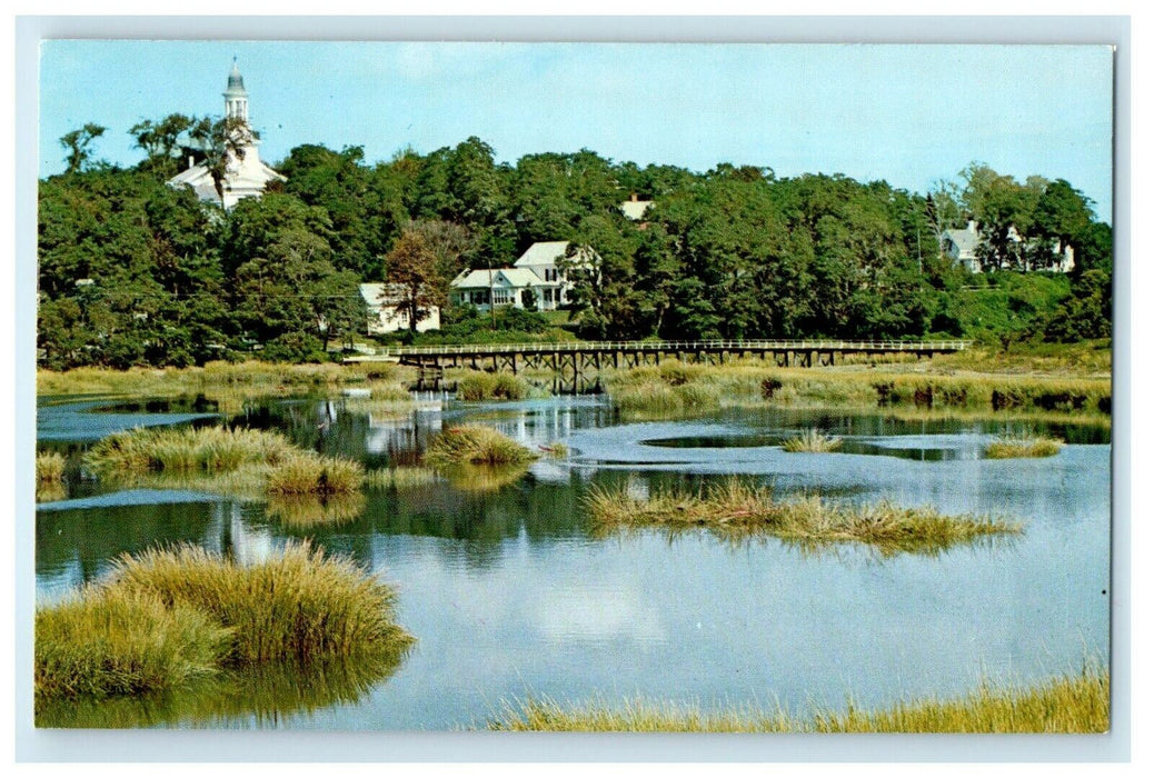 1977 Uncle Tim's Bridge and Church, Wellfleet, Massachusetts MA Postcard