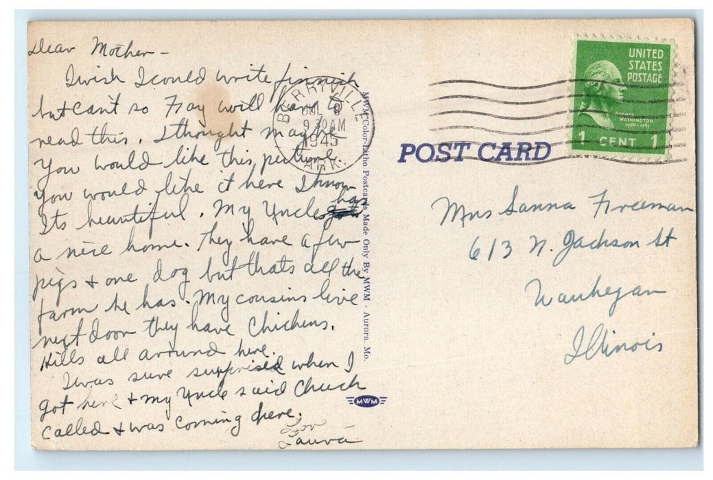 1945 Carriage Scene "Modern Transportation" MWM Comic Postcard