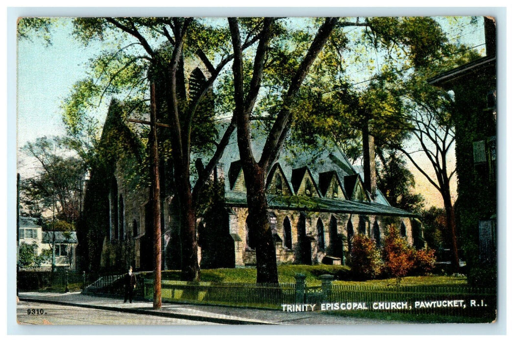 1912 Trinity Episcopal Church, Pawtucket Rhode Island, RI Antique Postcard