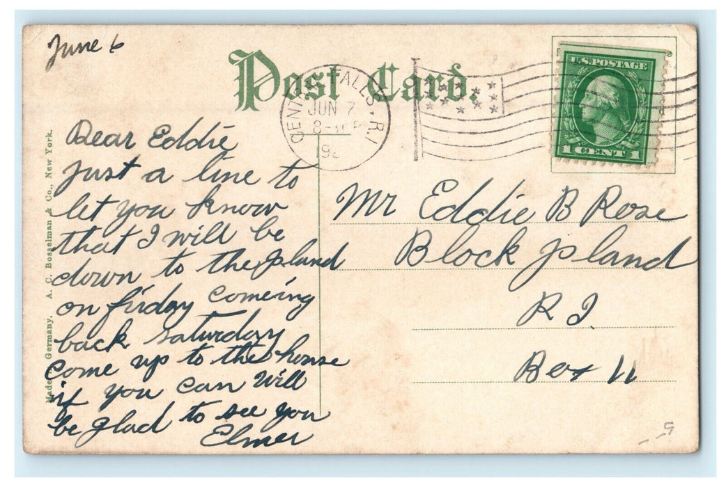 1921 St. Mary's Church Street, Pawtucket Rhode Island, RI Postcard