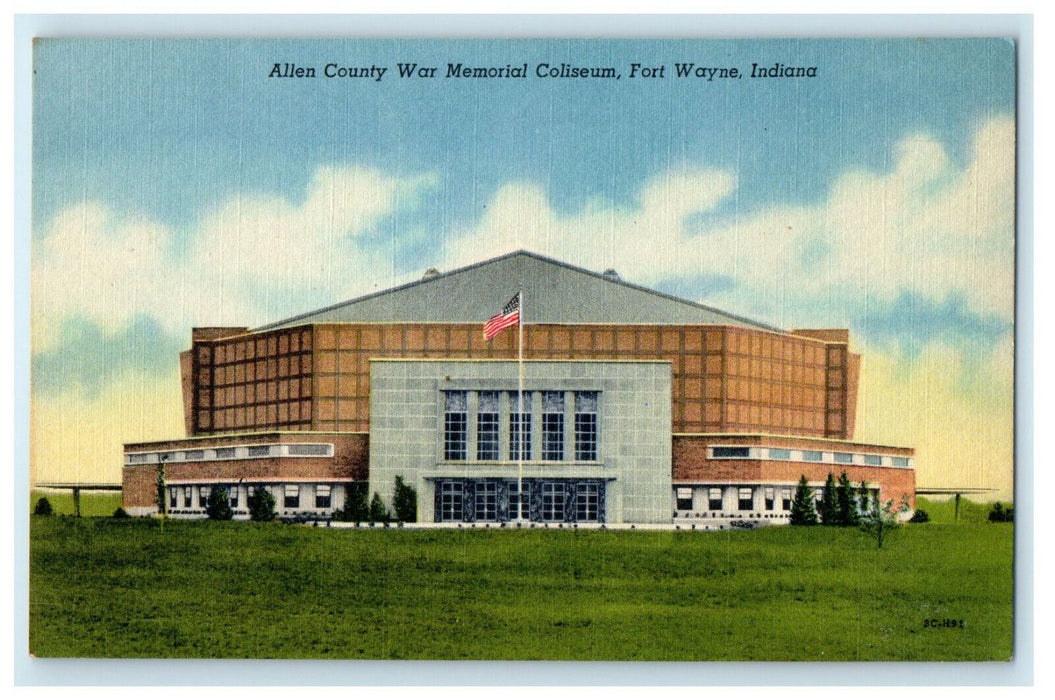 c1940s Alien County War Memorial Coliseum Fort Wayne Indiana IN Postcard