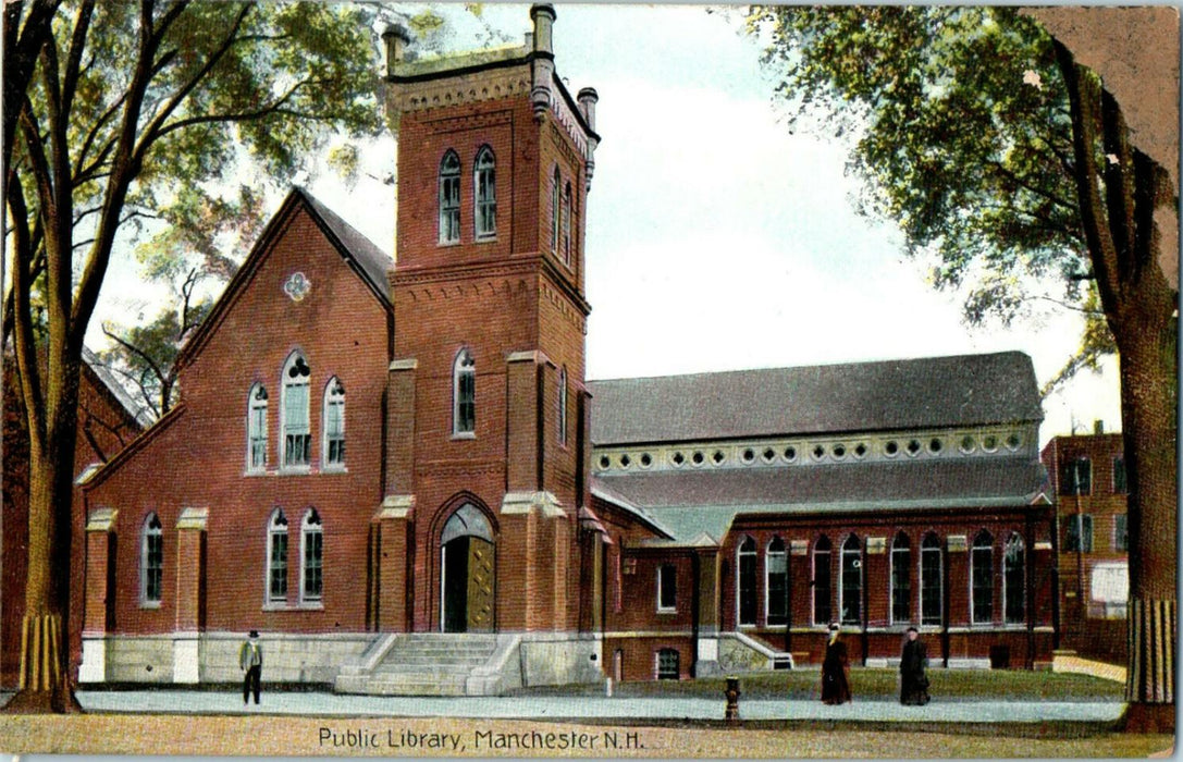 1909 Public Library View, Manchester New Hampshire NH Posted Antique Postcard
