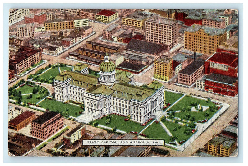 1951 Aerial View of State Capitol Indianapolis Indiana IN Posted Postcard