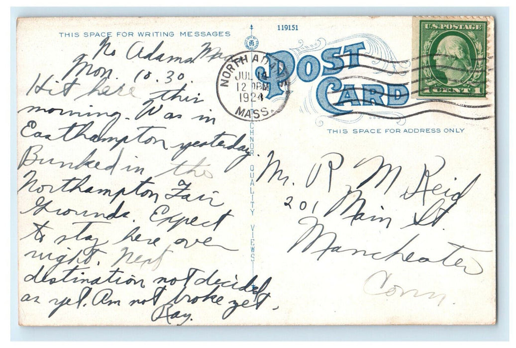 1924 Elks Memorial on Whitcomb Summit, Mohawk Trail Massachusetts MA Postcard