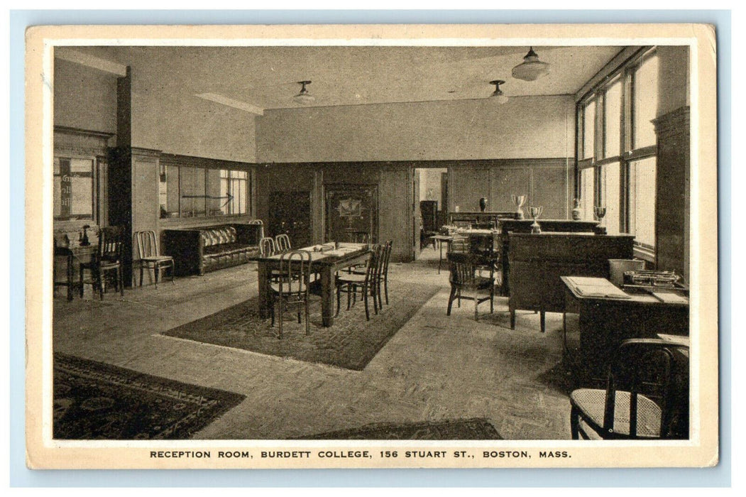 c1920s Reception Room Entrance to Burdett College Boston MA Postcard