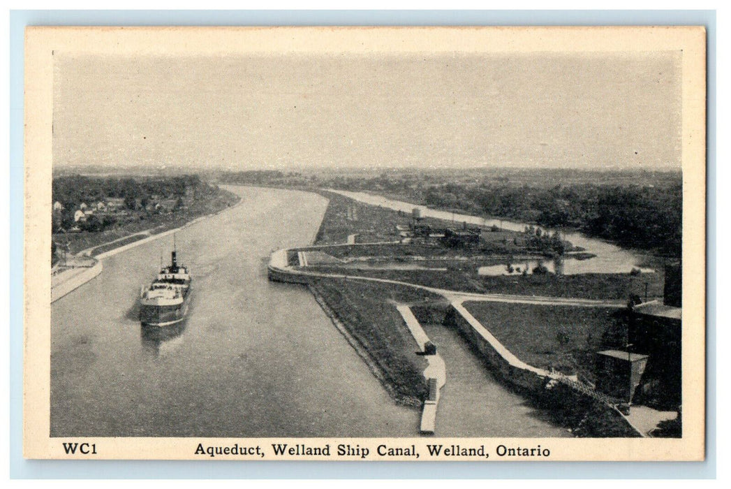 c1940s Aqueduct, Welland Ship Canal, Welland, Ontario Canada Foreign Postcard