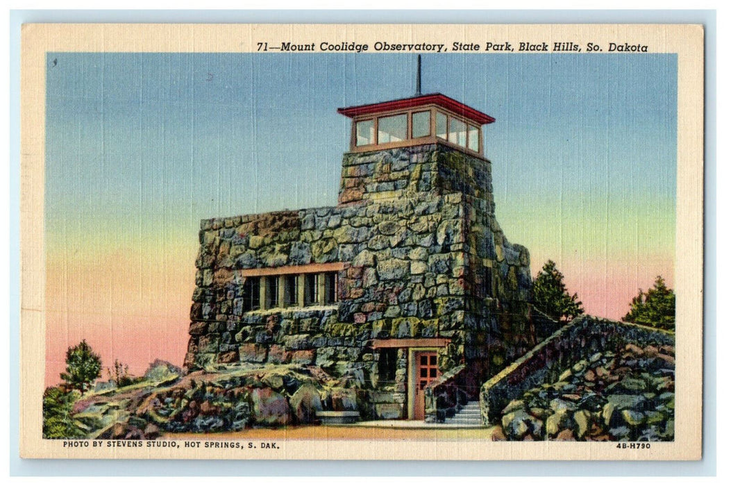 c1940 Mount Coolidge Observatory State Park Black Hills South Dakota SD Postcard