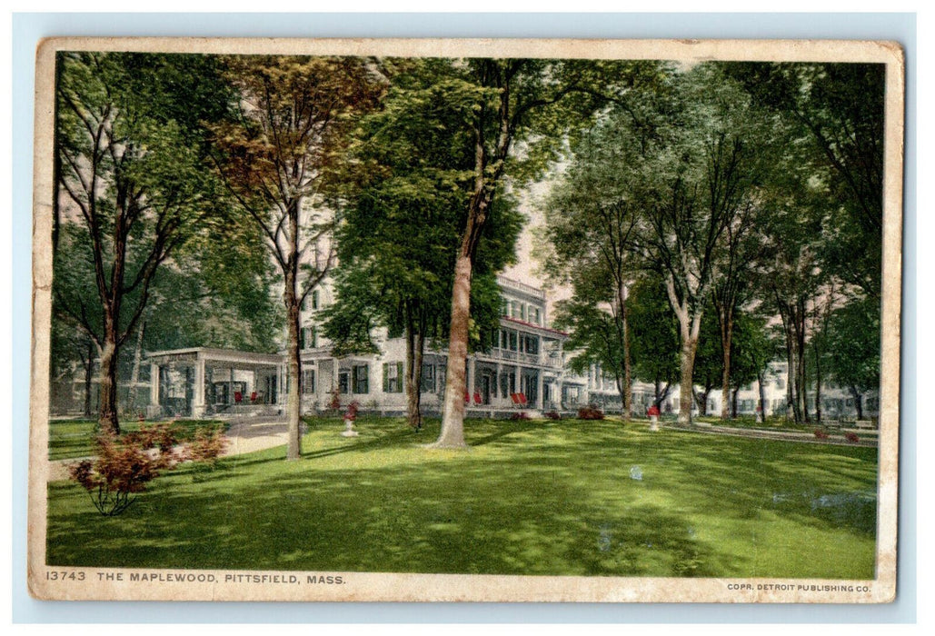 1911 The Maplewood, Pittsfield Massachusetts MA Phostint Antique Postcard