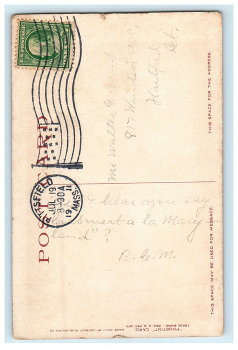 1911 The Maplewood, Pittsfield Massachusetts MA Phostint Antique Postcard