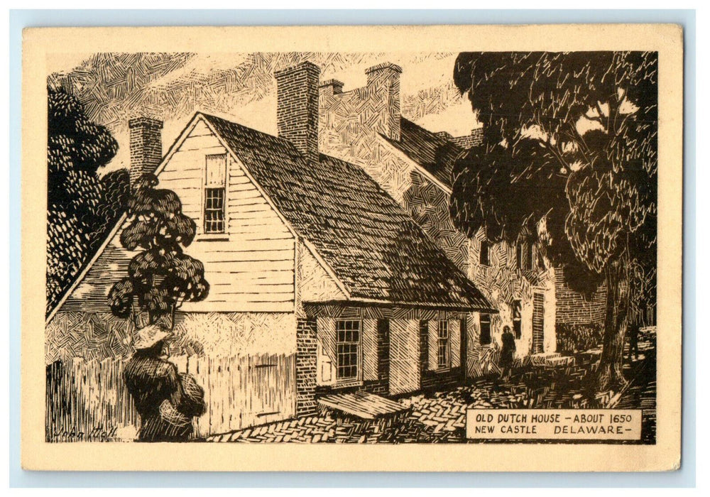 c1940s Old Dutch House About 1650 New Castle Delaware DE Unposted Postcard