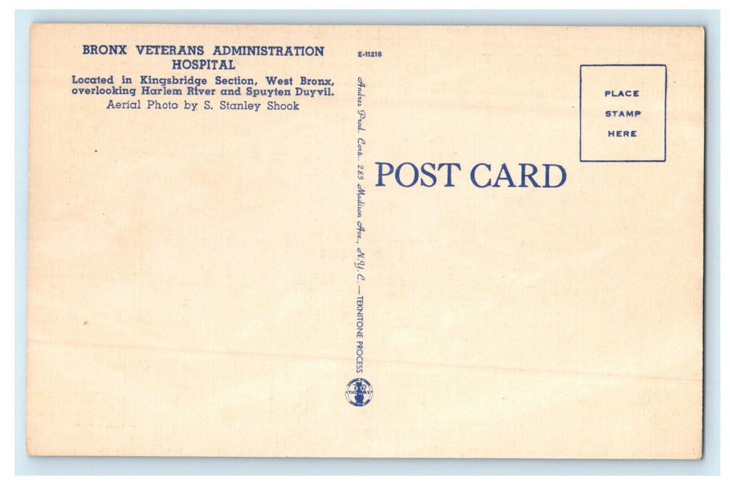 c1940s Veterans Administration Hospital, Kingsbride Road Bronx NY Postcard