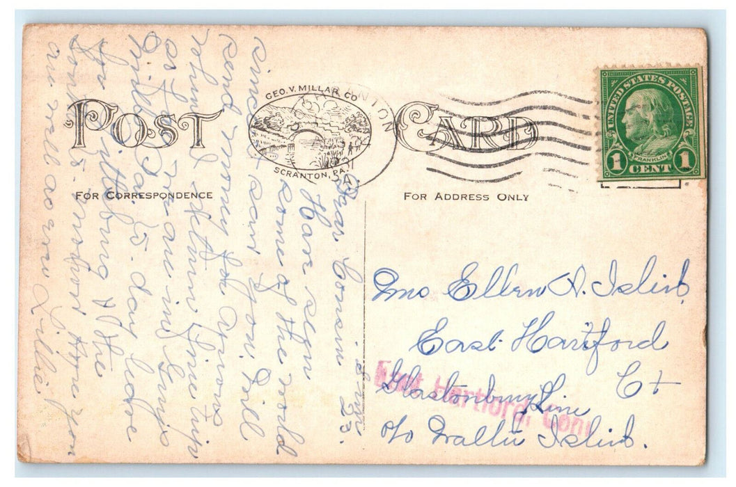 1931 Seneca Lake and Watkins New York NY East Hartford CT Stamp Posted Postcard