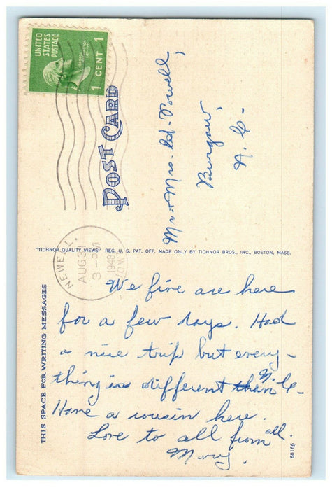 1948 Two Men, Boats in Lake, Greetings from Storm Lake Iowa IA Posted Postcard