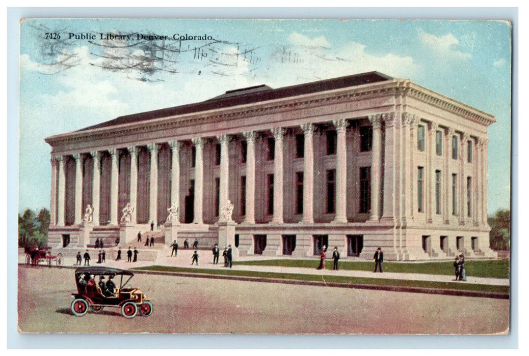 1911 Public Library, Denver Colorado Co. Antique Posted Cancel Postcard