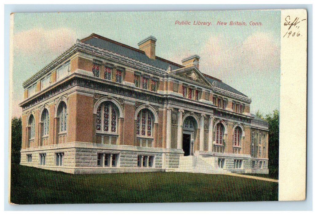 c1905 Public Library, New Britain Connecticut CT S. Langsdorf & Co. Postcard