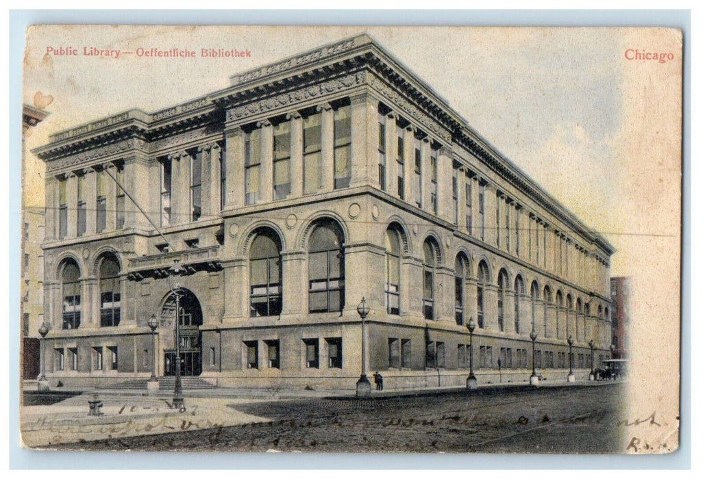 1907 Chicago Public Library, Chicago IL Oeffentliche Bibliothek Postcard