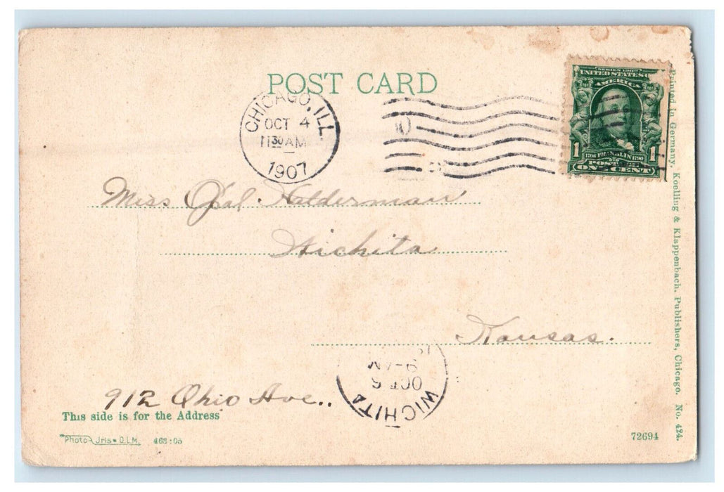 1907 Chicago Public Library, Chicago IL Oeffentliche Bibliothek Postcard