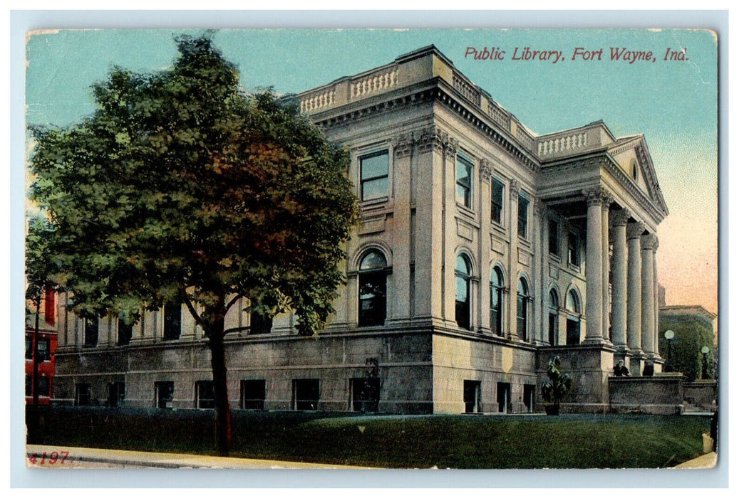 c1910 Public Library, Fort Wayne Indiana IN Antique Chas. A Phelps Postcard
