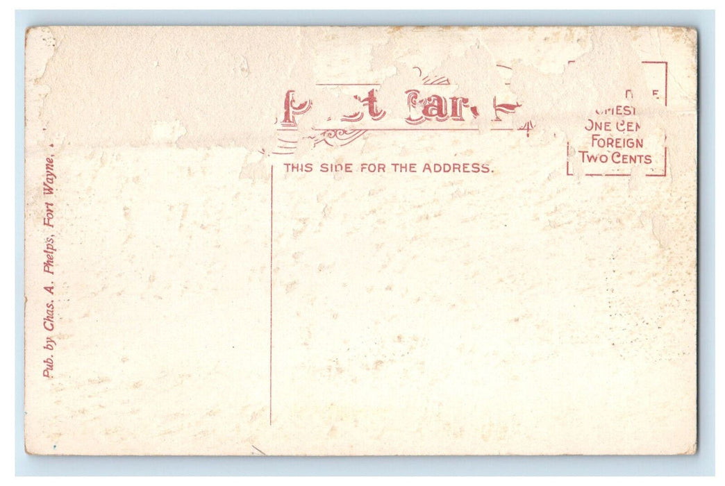 c1910 Public Library, Fort Wayne Indiana IN Antique Chas. A Phelps Postcard