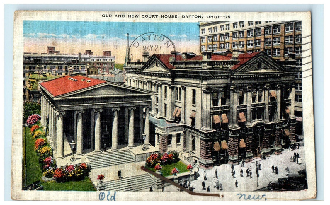 1935 Old and New Court House, Dayton Ohio OH Vintage Posted Postcard