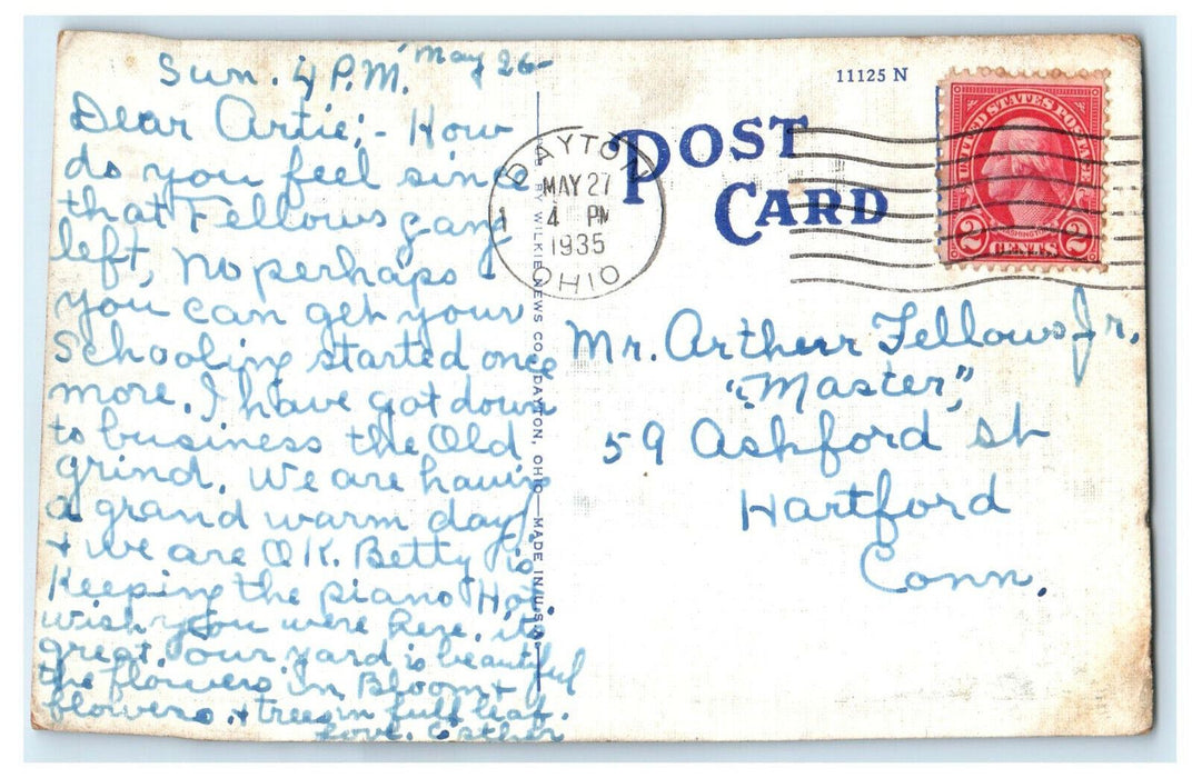 1935 Old and New Court House, Dayton Ohio OH Vintage Posted Postcard