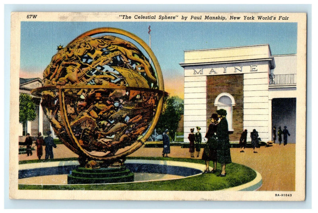 c1940s The Celestial Sphere By Paul Manship, New York World's Fair Postcard