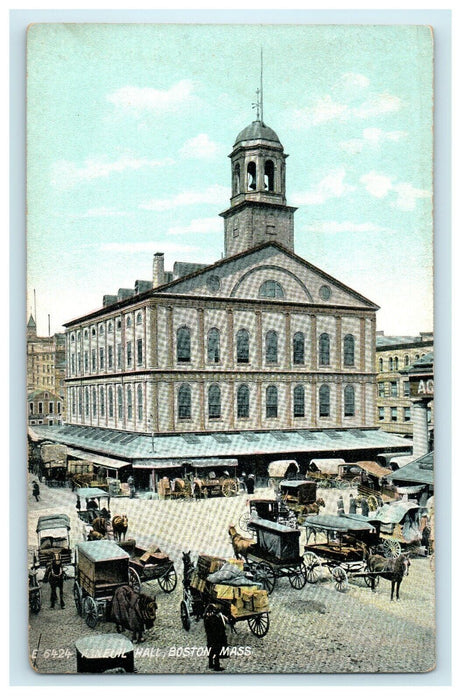 Faneuil Hall Horse Carriages Boston Massachusetts MA Unposted Postcard