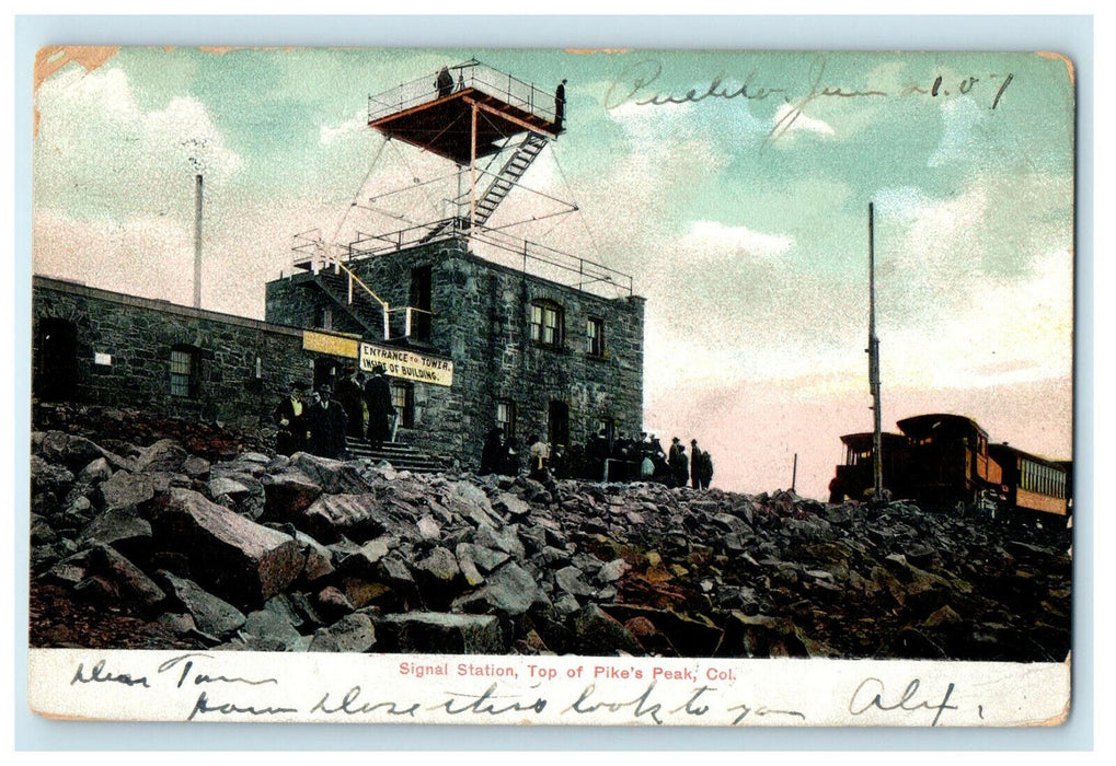 1907 Signal Station, Top of Pike's Peak Colorado CO Posted Postcard