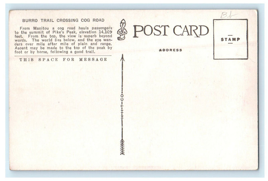 c1910s  Burro Trail Crossing Pikes Peak Cog Road Colorado CO Postcard