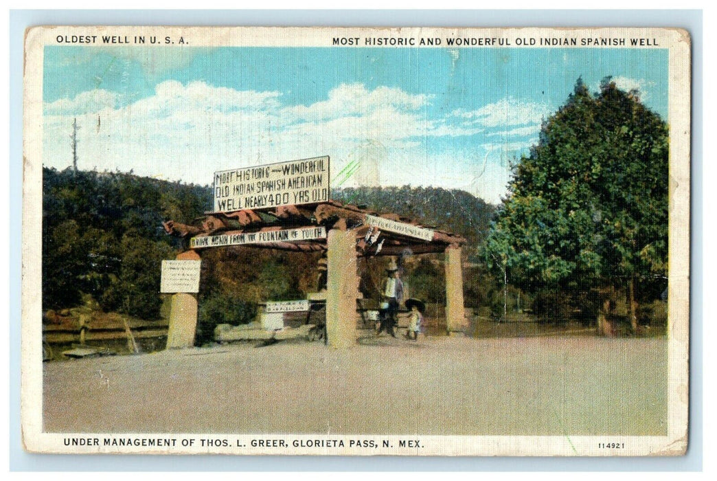 1937 Historic And Wonderful Old Indian Spanish Well Glorietta NM  Postcard
