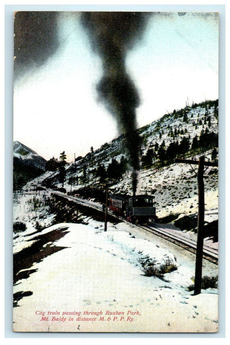 c1910 Cog Train Ruxbon Park Mt. Baldy Colorado CO M & P.P. Ry Postcard