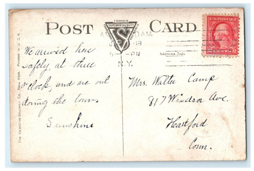 1918 NYC Railroad Station Amsterdam New York NY Posted Antique Postcard