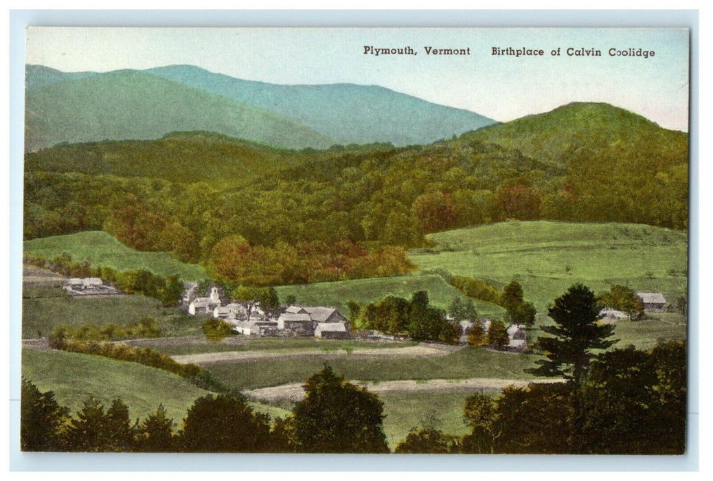 Plymouth Vermont VT, Birthplace Of Calvin Coolidge Handcolored Postcard