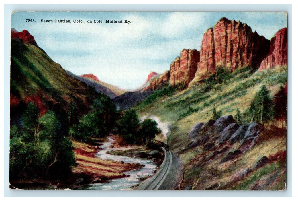 c1910s Seven Castles View, Midland Railway Colorado CO Unposted Postcard