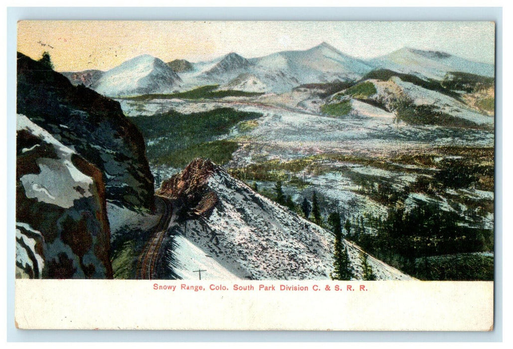 1909 Snowy Mountain Range, Colo South Park Division C. & S.R.R. Postcard