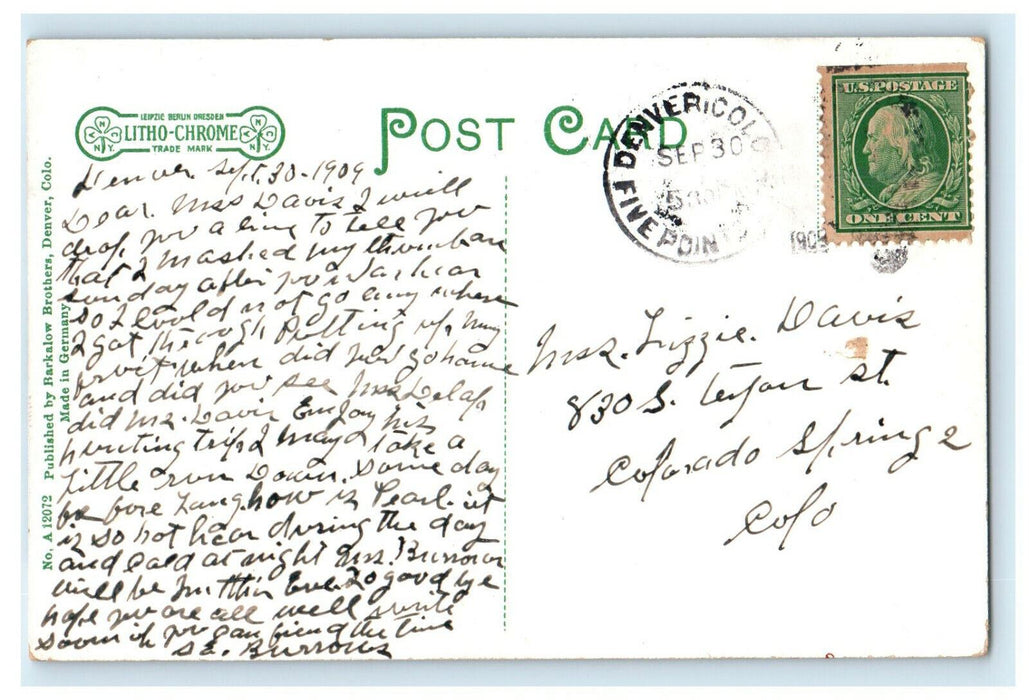 1909 Snowy Mountain Range, Colo South Park Division C. & S.R.R. Postcard