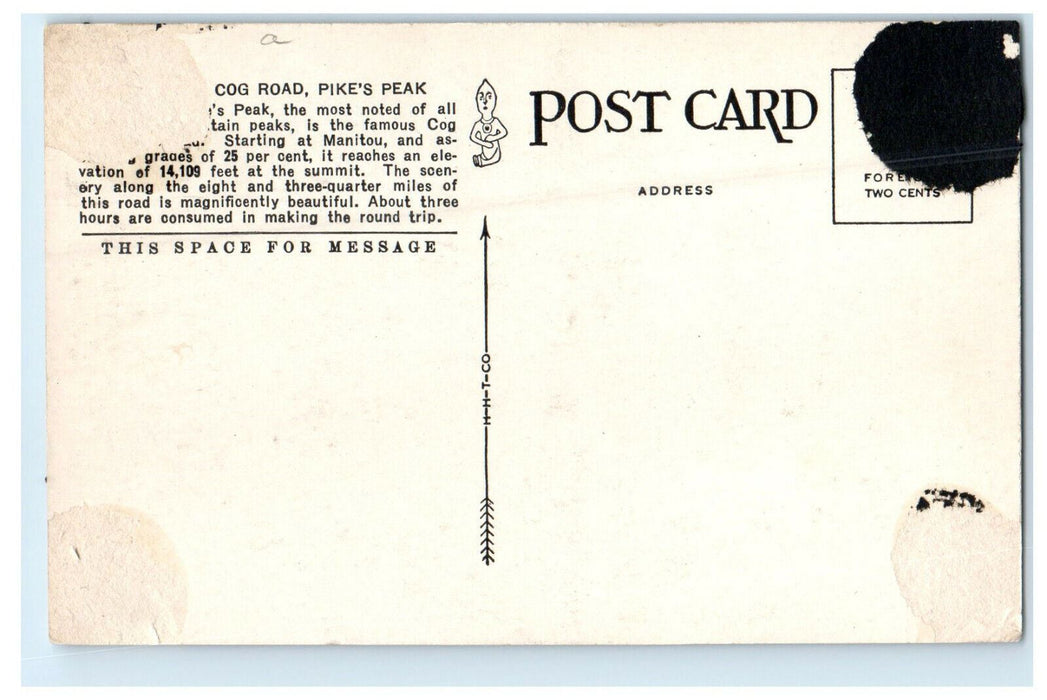 c1920s Train Ascending Cog Road Pikes Peak Colorado CO Unposted Postcard