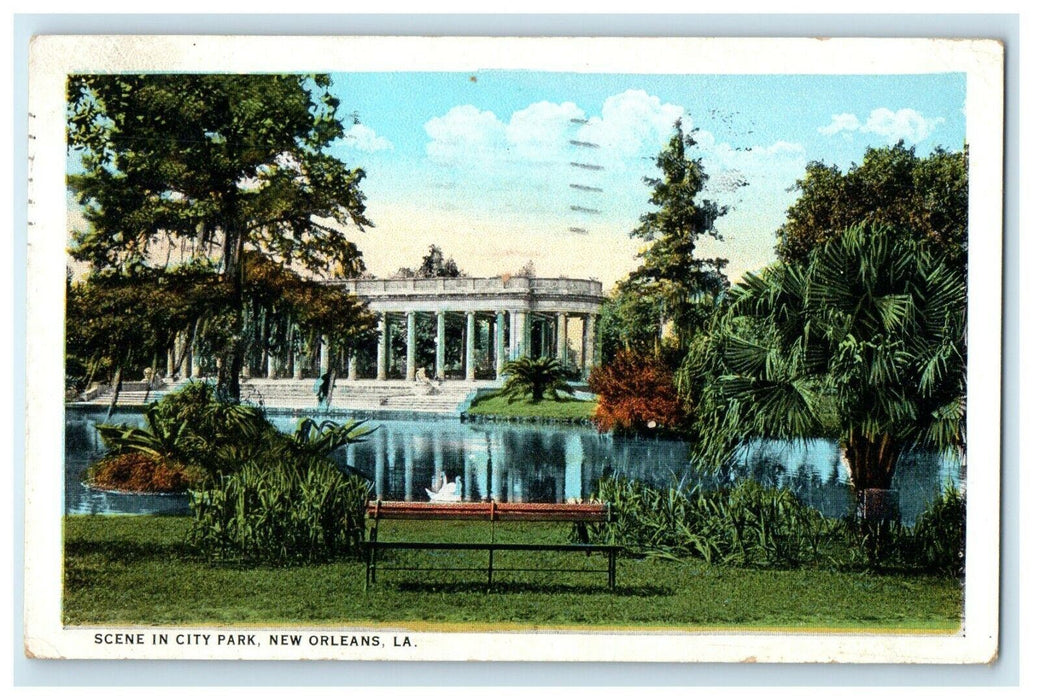 1925 Scene In City Park New Orleans Louisiana LA Posted Vintage Postcard