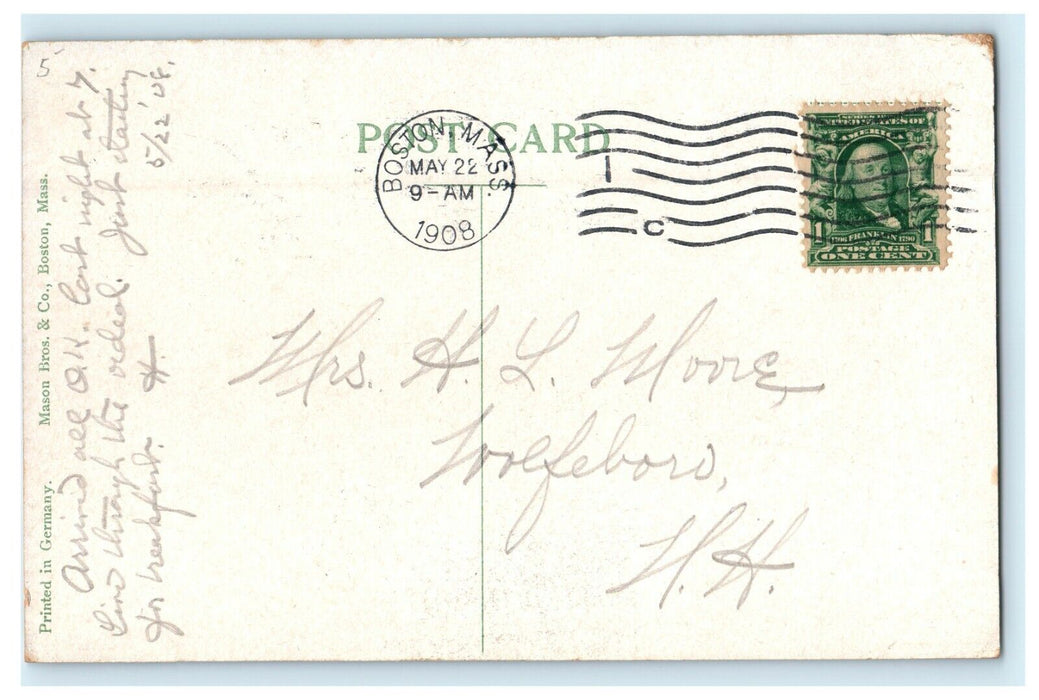 1908 Mechanics Building Street View Trolley Boston Massachusetts MA Postcard