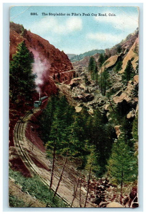 1910 South Eliot ME The Stepladder on Pike's Peak Colorado CO Posted Postcard