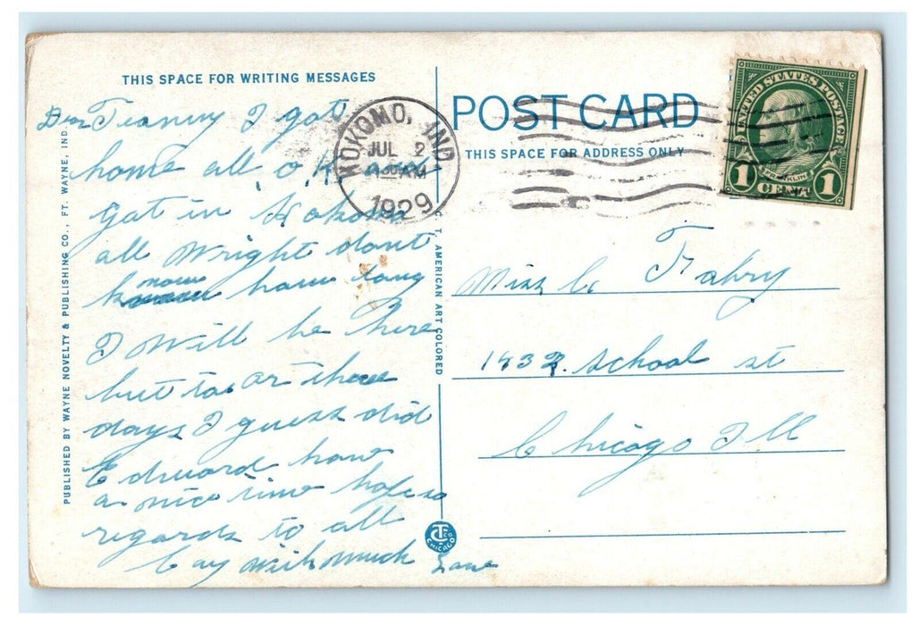 1929 Anderson Bank And Trust Co. Anderson Indiana IN Vintage Postcard