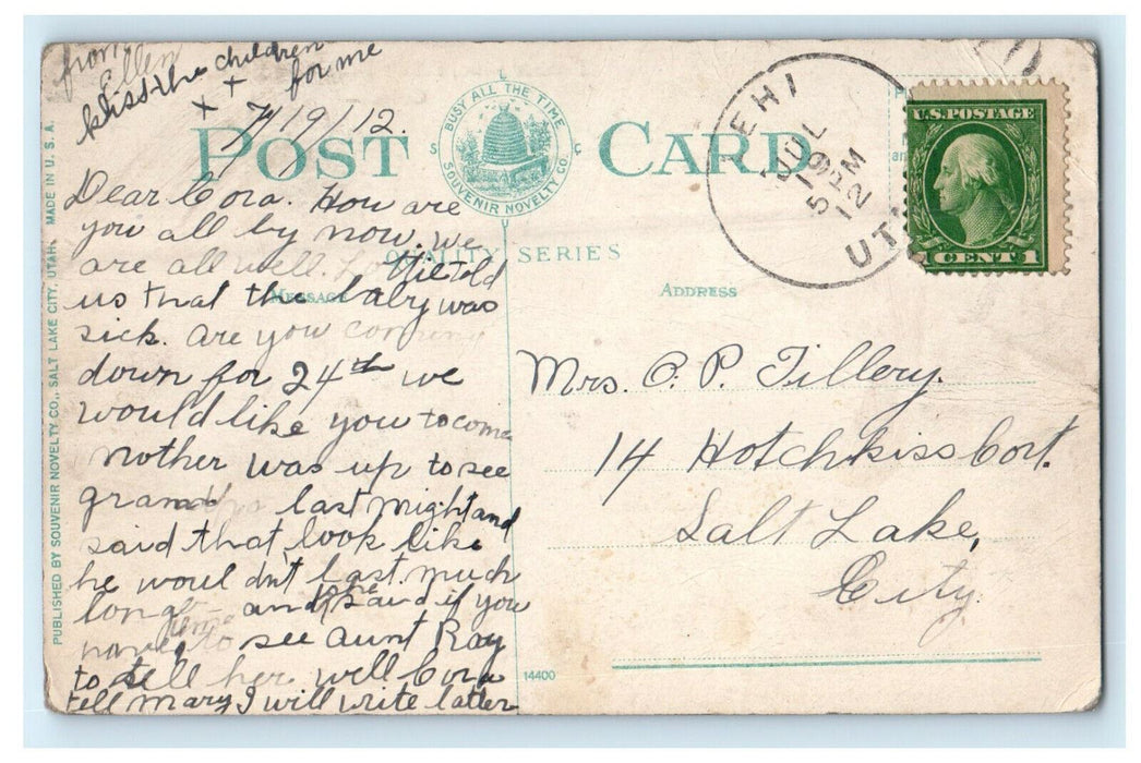 1912 Lehi UT Timber Line Train, Pikes Peak Cog Road Colorado CO Posted Postcard