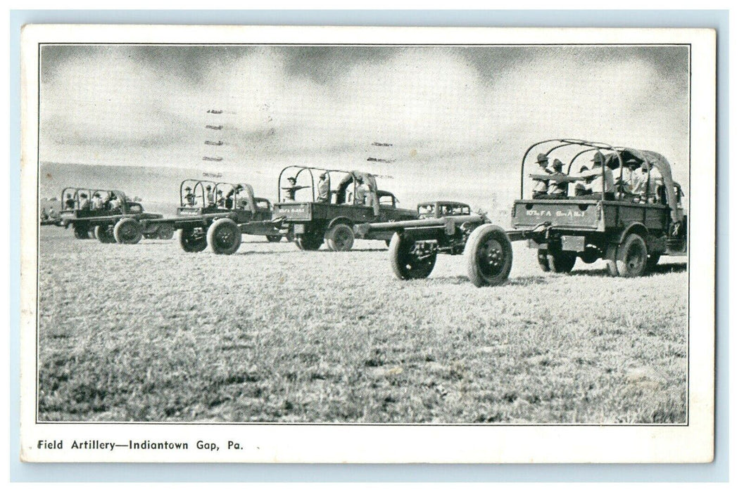 1943 Field Artillery Army Trucks Indiantown Gap Pennsylvania PA Vintage Postcard