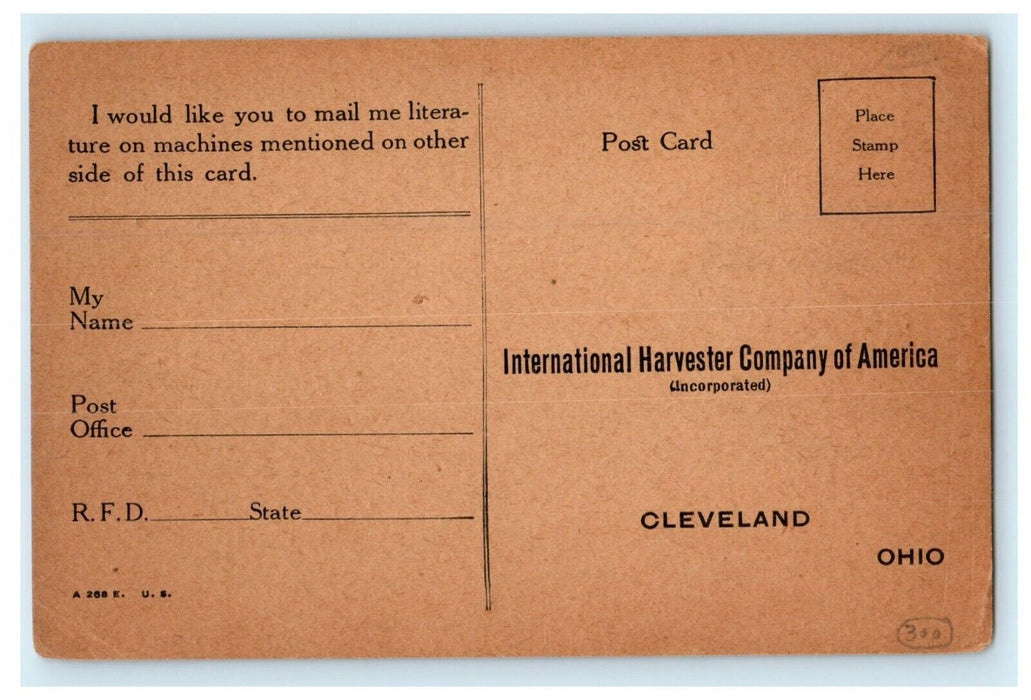 International Harvester Company Line Machine Advertising Cleveland OH Postcard